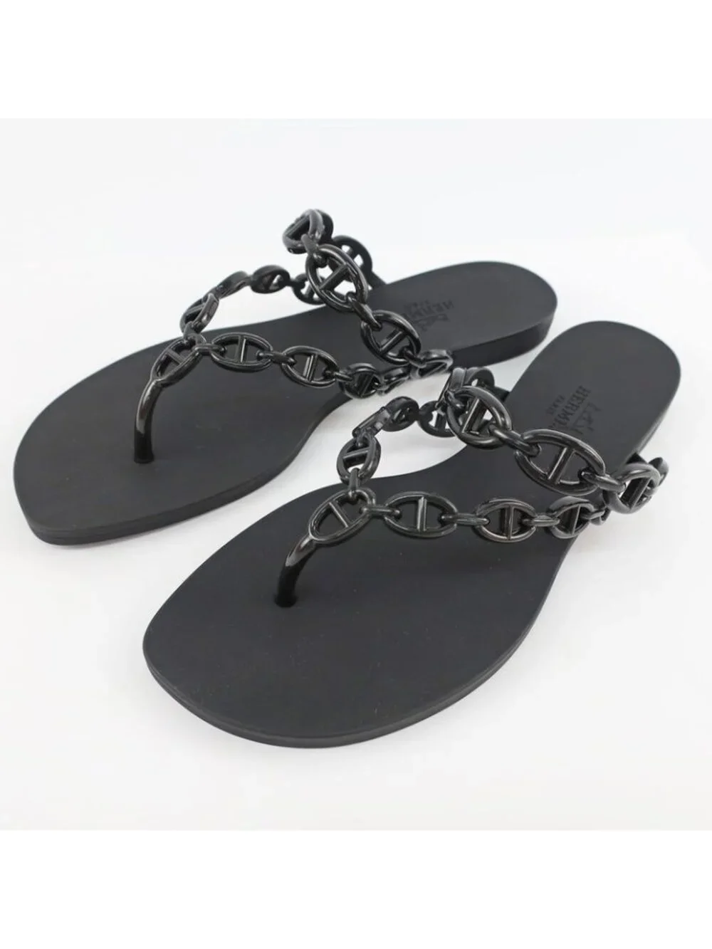Hermes Island Sandals Chaine D'ancre Black Rubber Size 36 - Picture 10 of 10
